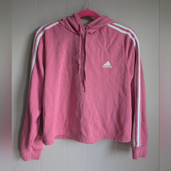 adidas Pink Hoodie with White Stripes - Picture 1 of 5